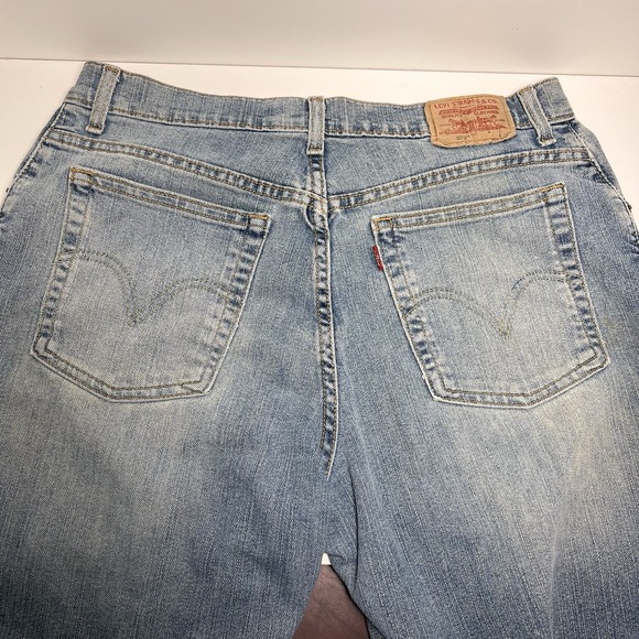 3/$25 Levi's 550 Classic Relaxed Tapered Fit Women's Jeans 14 Long Distressed - Picture 7 of 11